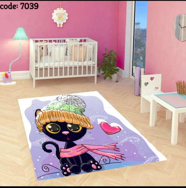 7039فرشینه نوجوان طرح گربه سیاه